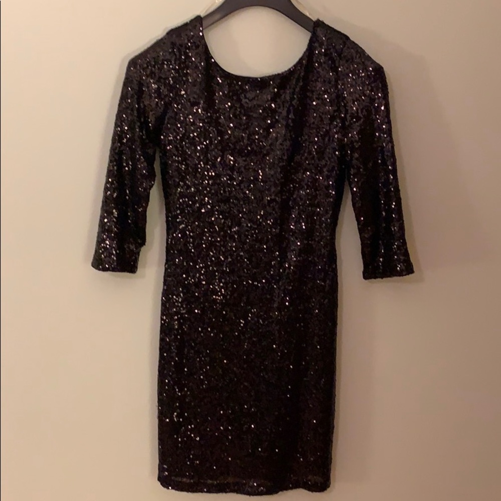 Sequin black dress above knee